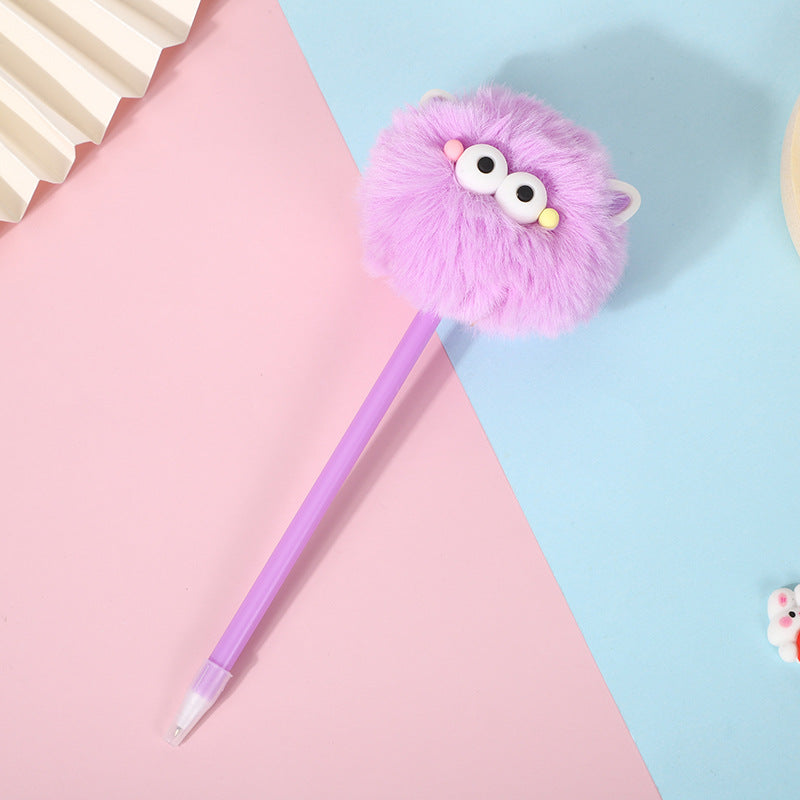 Wholesale Cute Little Monster Hair Ball Pen with Eyes